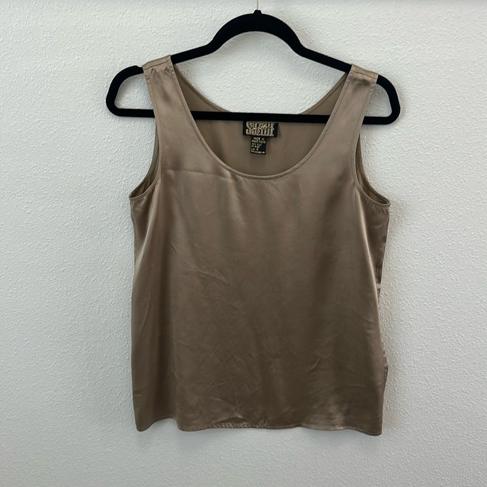 100% Silk‎ Elegant Tan Sleeveless Top